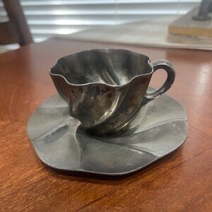 Antique Rogers Smith Meriden Quadruple Silver plate teacup saucer